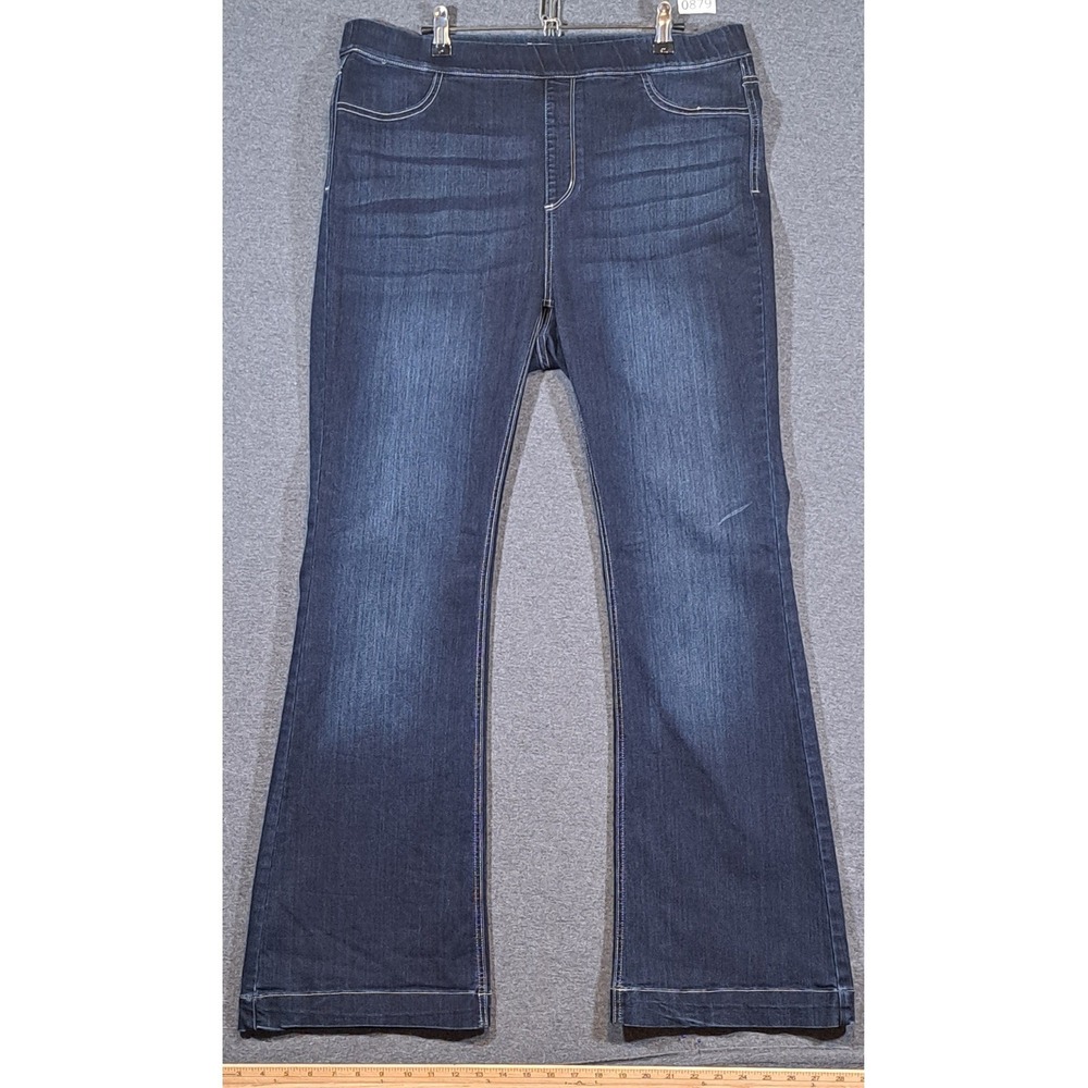 Jelly Jeans Women 2X Dark Wash Pull On Flare Jeans High Rise Stretch JJ3103DK-P